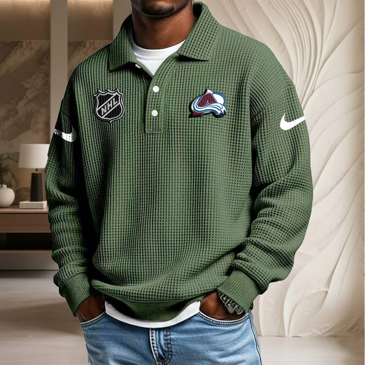 NHL x COL Waffle Three Button Lapel Polo HLP HLPHUONG