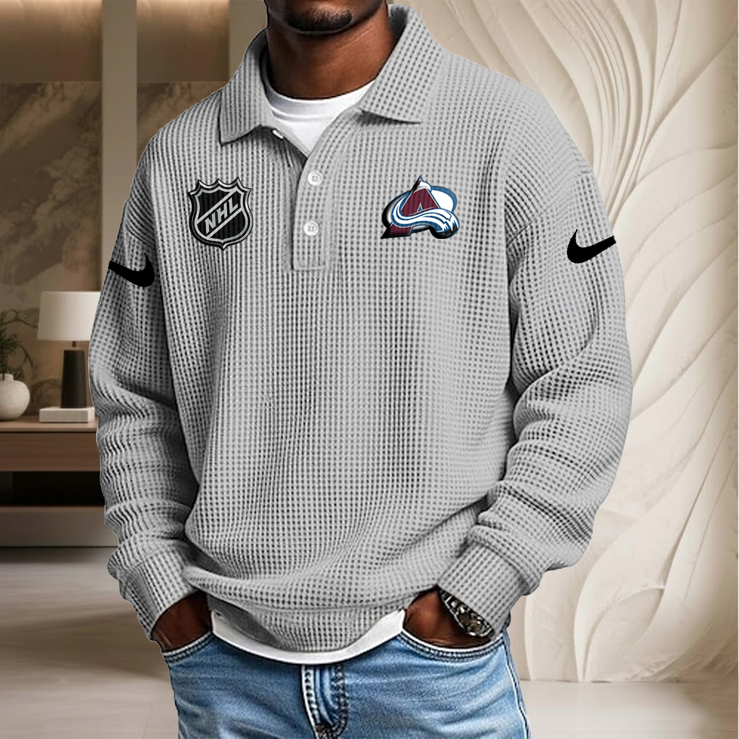 NHL x COL Waffle Three Button Lapel Polo HLP HLPHUONG