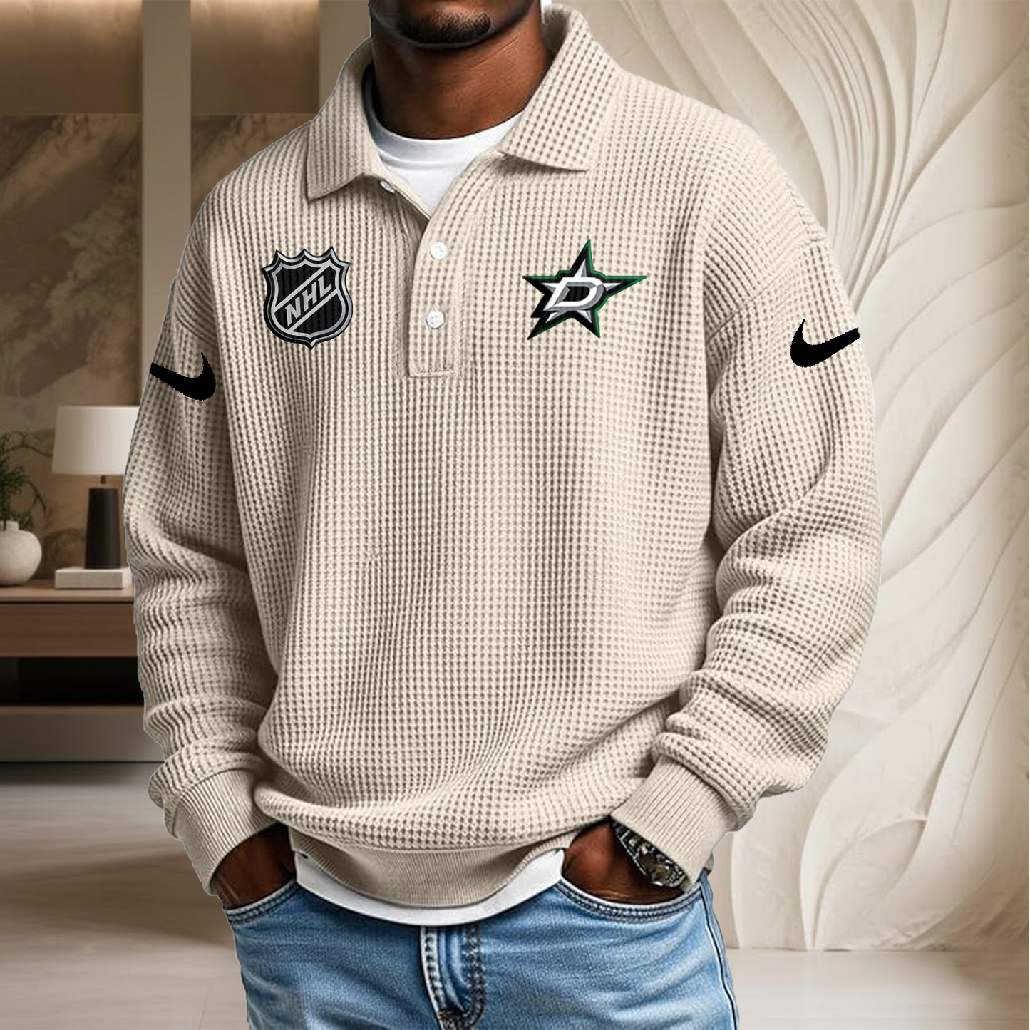 NHL x DAL Waffle Three Button Lapel Polo HLP HLPHUONG
