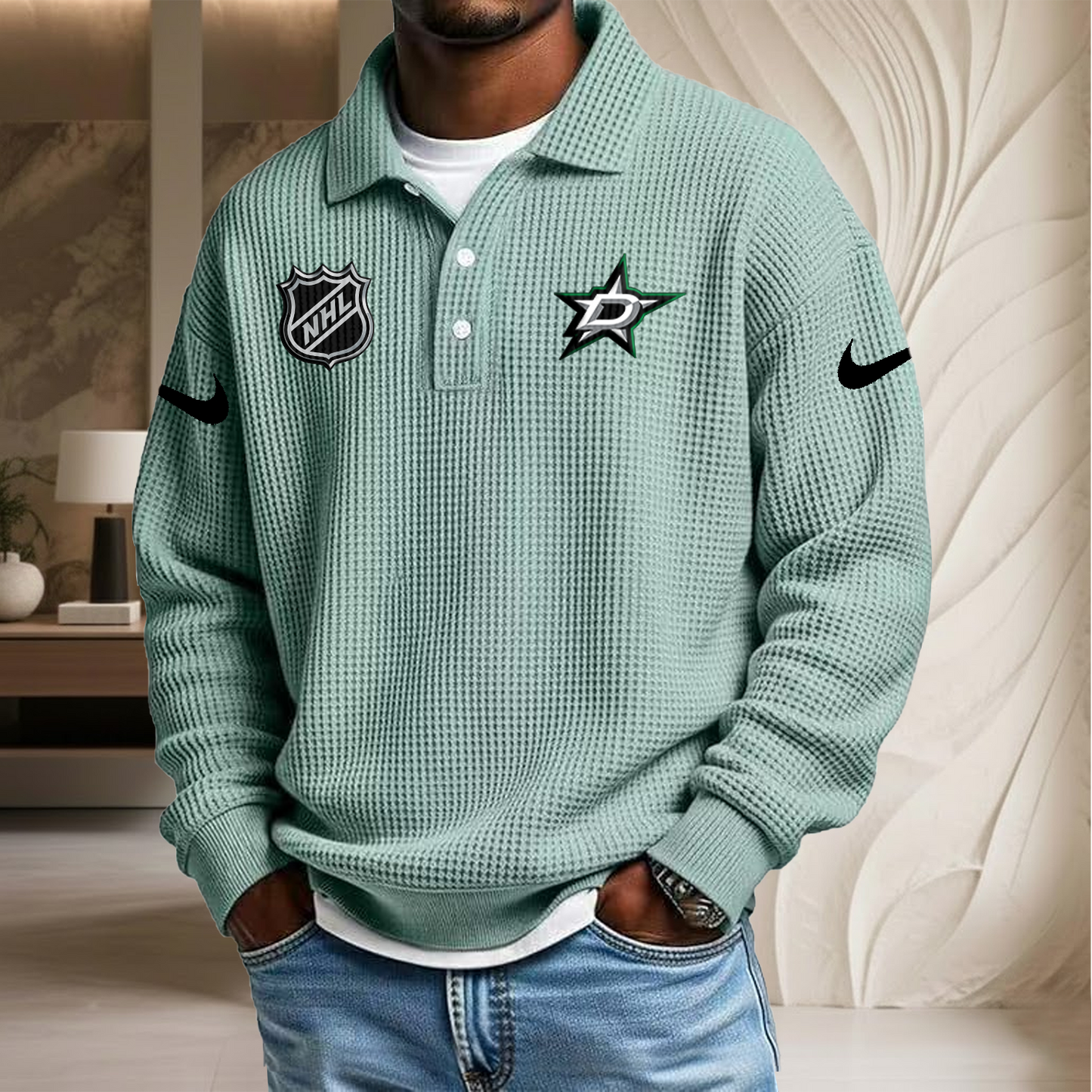 NHL x DAL Waffle Three Button Lapel Polo HLP HLPHUONG