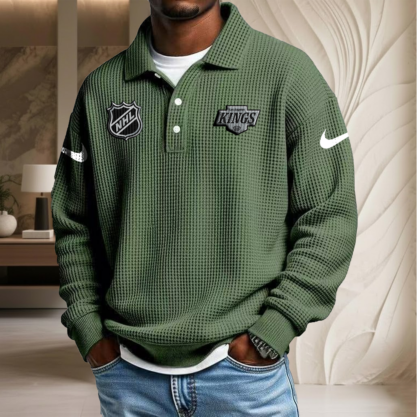 NHL x LAK Waffle Three Button Lapel Polo HLP HLPHUONG