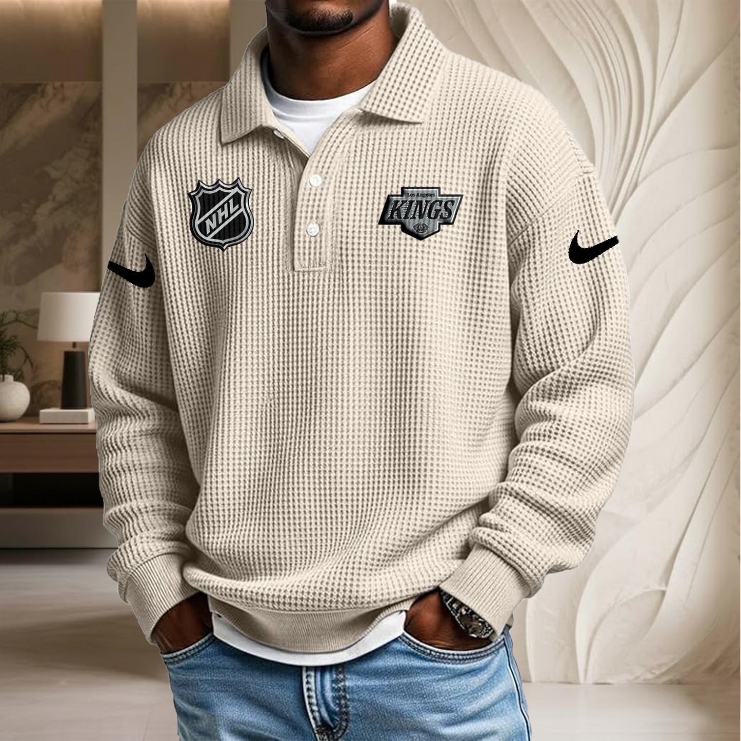 NHL x LAK Waffle Three Button Lapel Polo HLP HLPHUONG