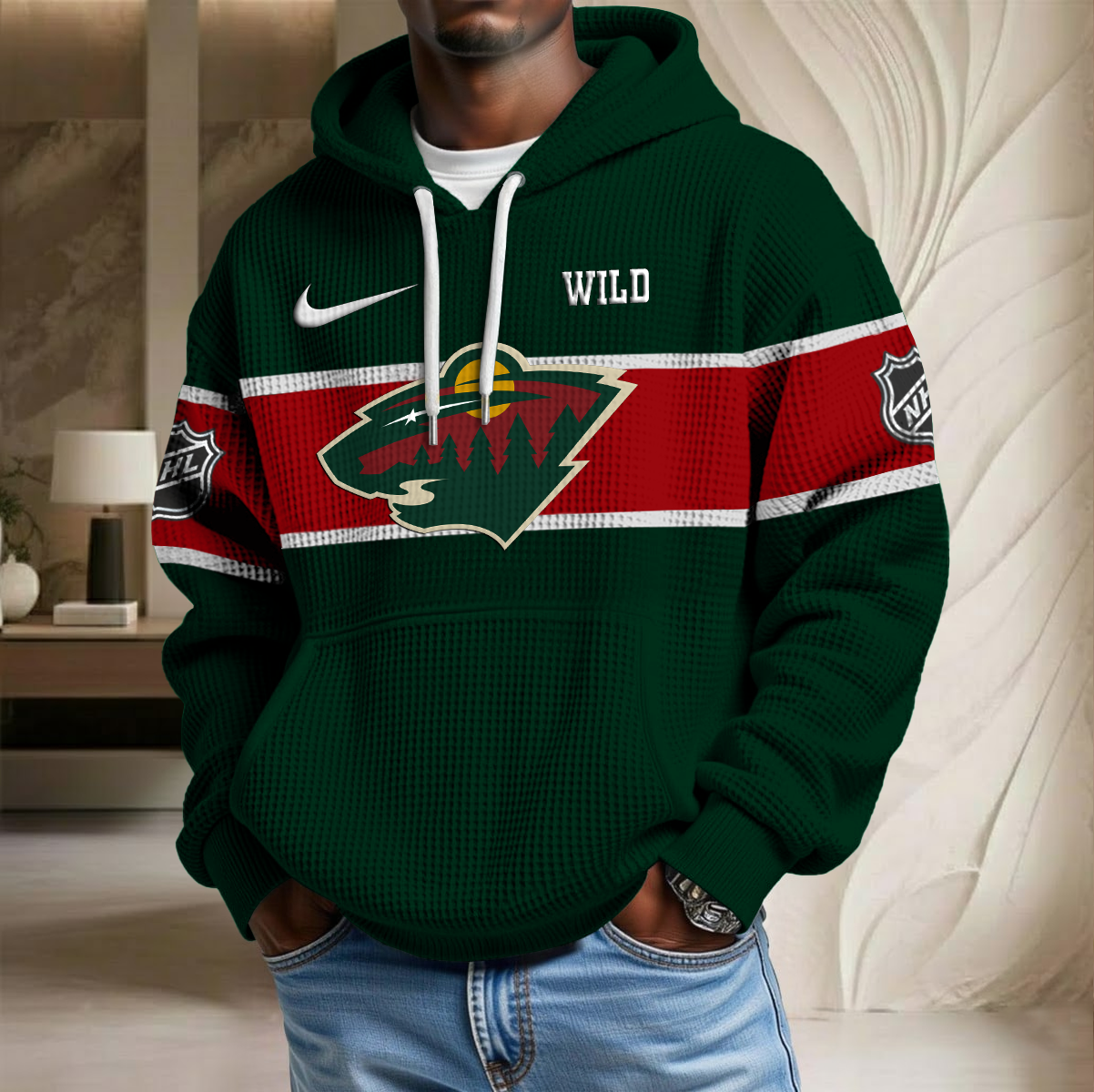 NHL x MIN Hockey Waffle Hoodie HLP HLPHUONG