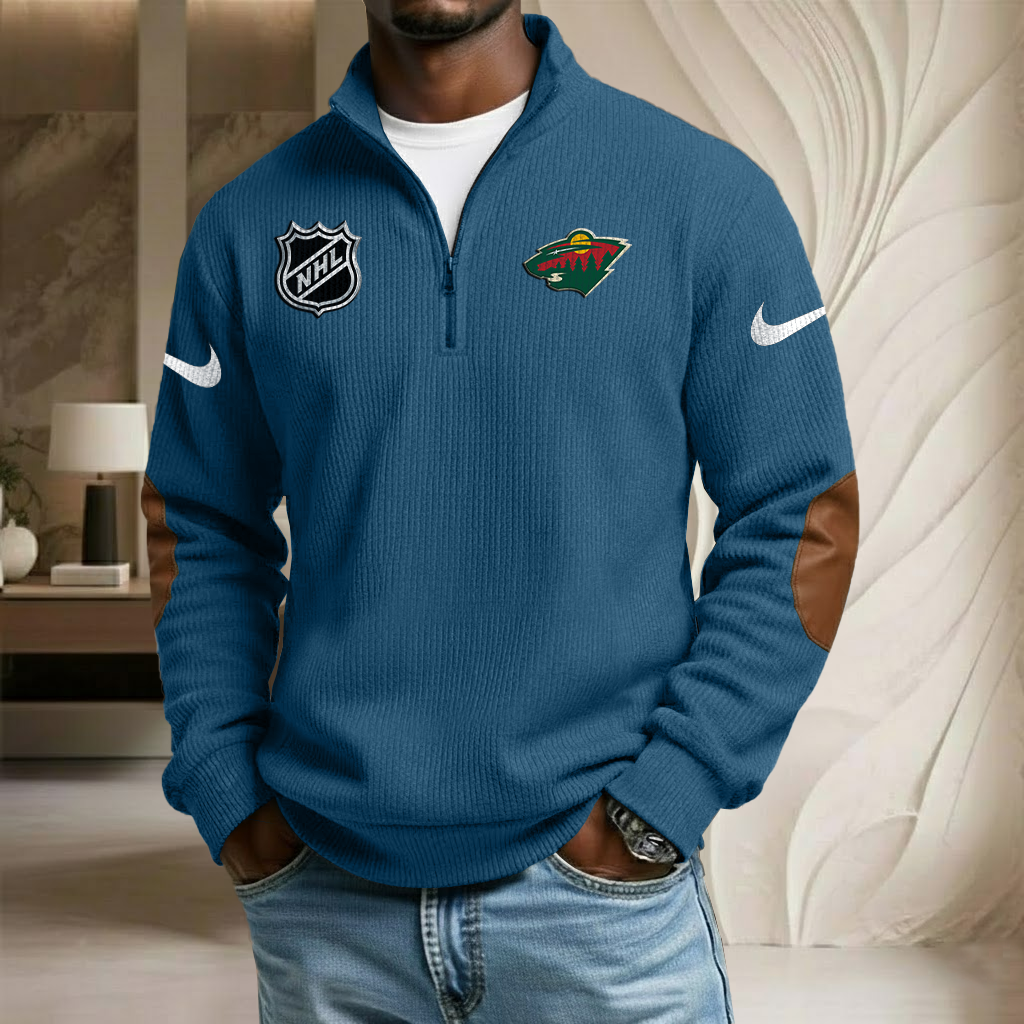 NHL x MIN Sport Team Stand Collar Half-zip Sweatshirt HLP HLPHUONG