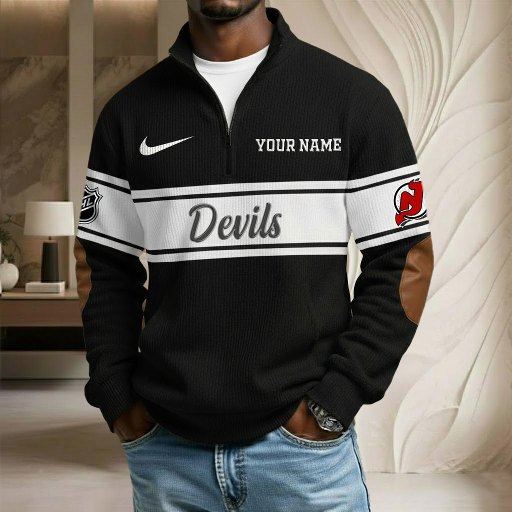 NHL x NJ Custom Name Stand Collar Half-zip Sweatshirt HLP HLPHUONG