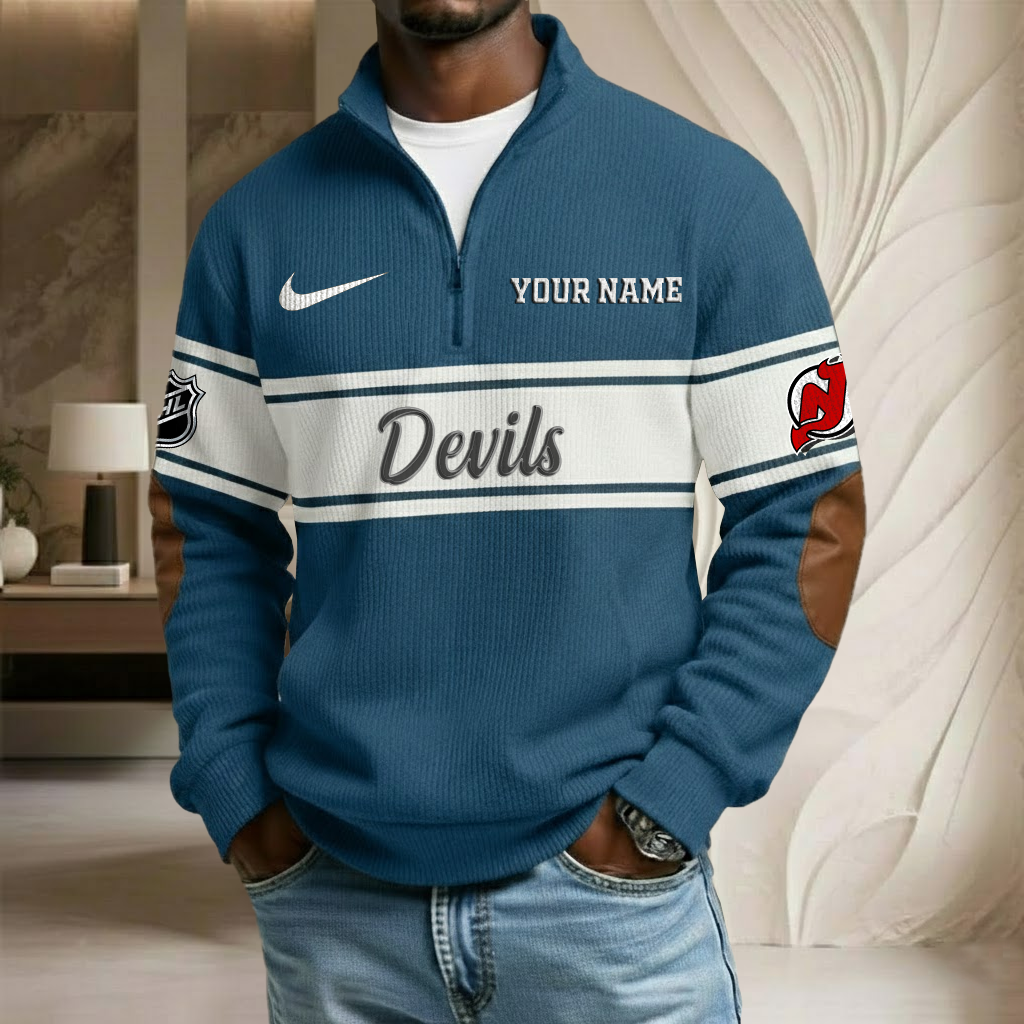 NHL x NJ Custom Name Stand Collar Half-zip Sweatshirt HLP HLPHUONG