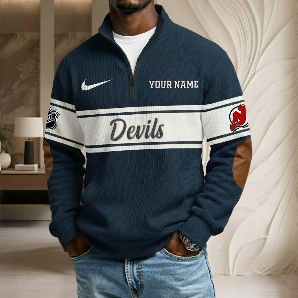 NHL x NJ Custom Name Stand Collar Half-zip Sweatshirt HLP HLPHUONG