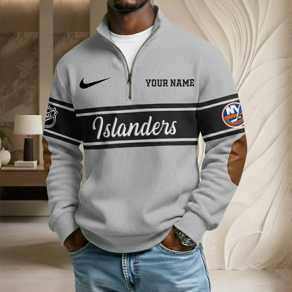 NHL x NYI Custom Name Stand Collar Half-zip Sweatshirt HLP HLPHUONG