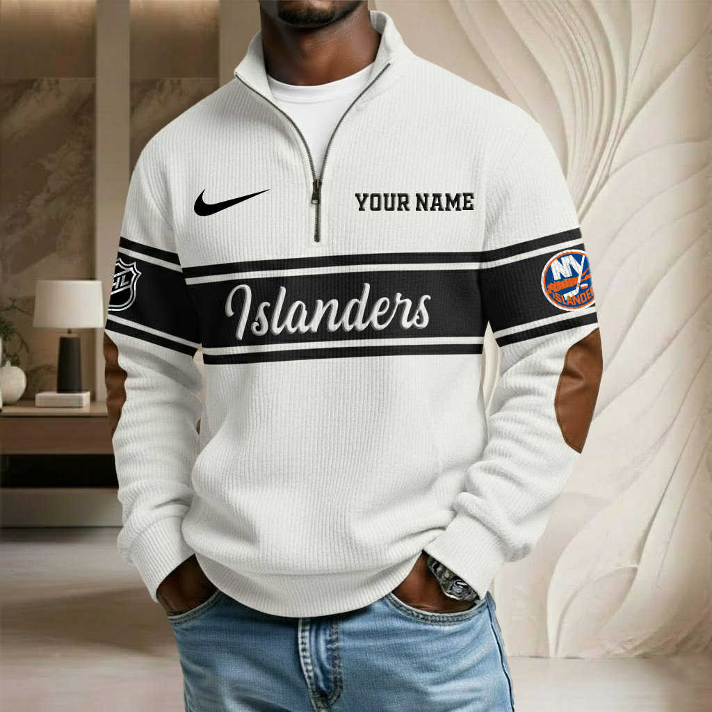NHL x NYI Custom Name Stand Collar Half-zip Sweatshirt HLP HLPHUONG