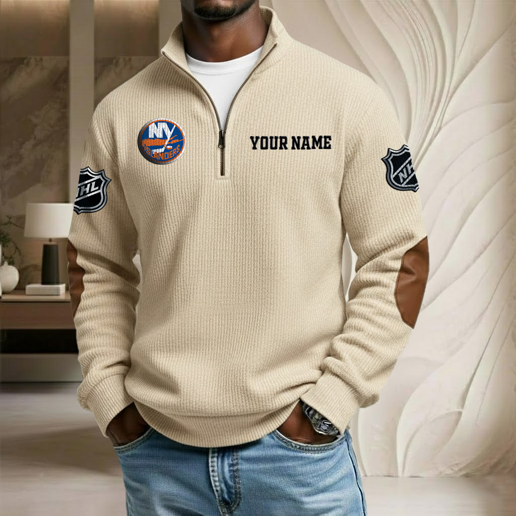 NHL x NYI Custom Name Stand Collar Half-zip Sweatshirt HLP HLPHUONG