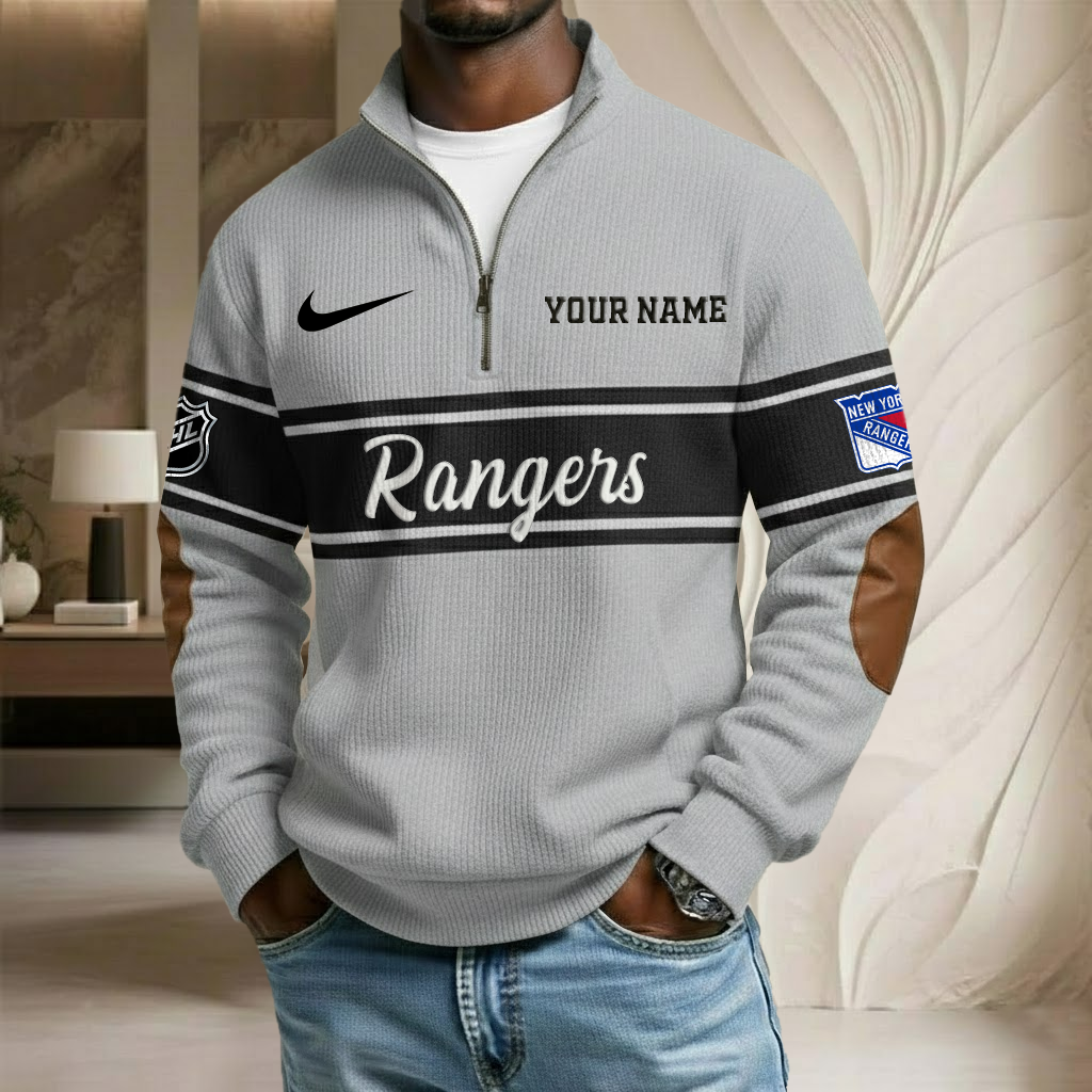 NHL x NYR Custom Name Stand Collar Half-zip Sweatshirt HLP HLPHUONG