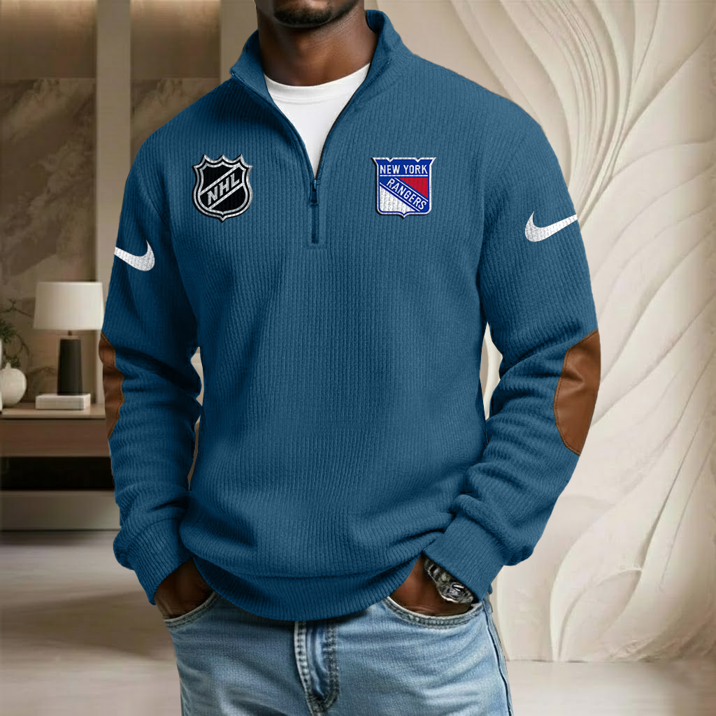 NHL x NYR Sport Team Stand Collar Half-zip Sweatshirt HLP HLPHUONG