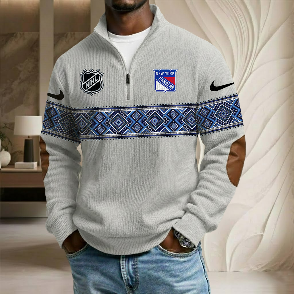 NHL x NYR Stand Collar Half-zip Sweatshirt HLP HLPHUONG
