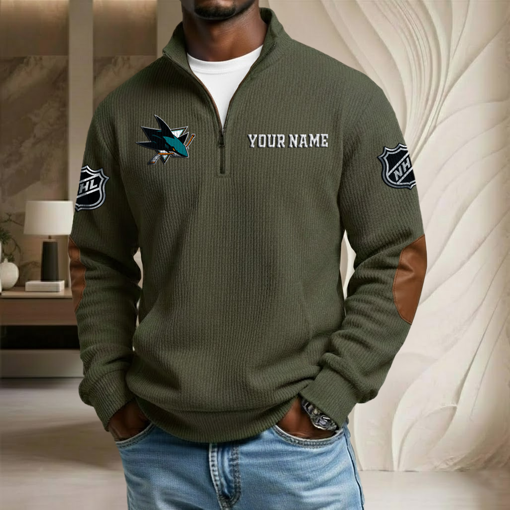 NHL x SJS Custom Name Stand Collar Half-zip Sweatshirt HLP HLPHUONG