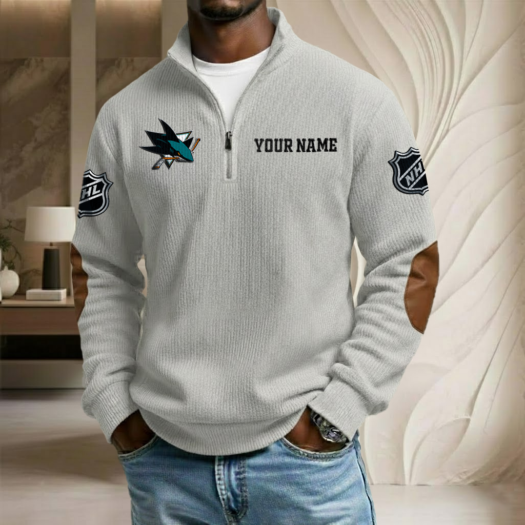 NHL x SJS Custom Name Stand Collar Half-zip Sweatshirt HLP HLPHUONG