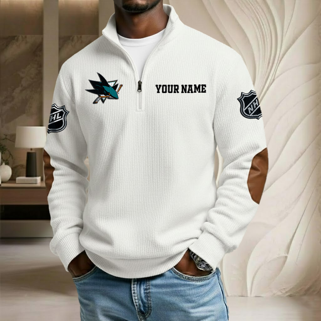 NHL x SJS Custom Name Stand Collar Half-zip Sweatshirt HLP HLPHUONG