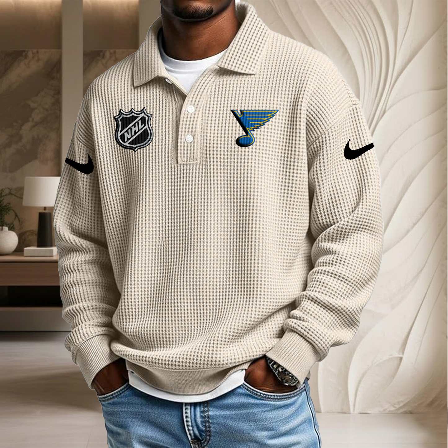 NHL x SL Waffle Three Button Lapel Polo HLP HLPHUONG