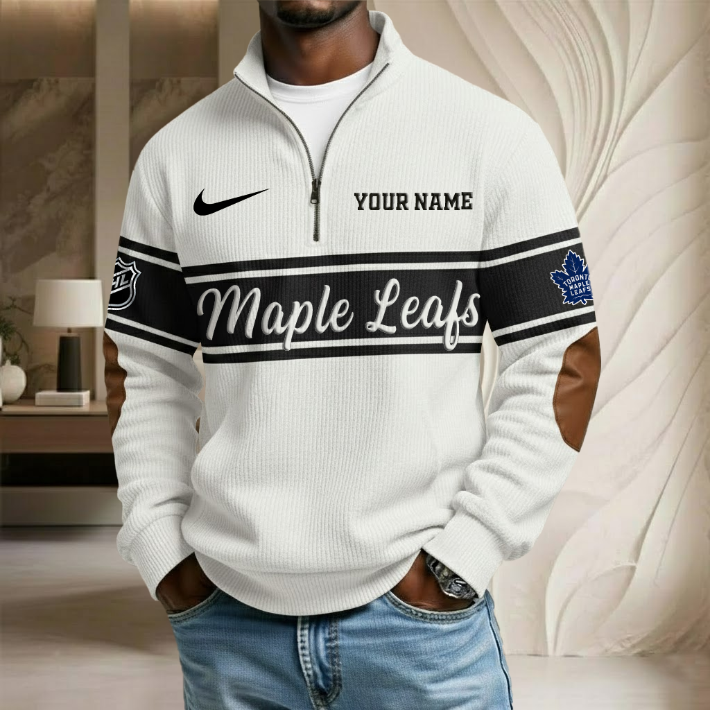 NHL x TOR Custom Name Stand Collar Half-zip Sweatshirt HLP HLPHUONG