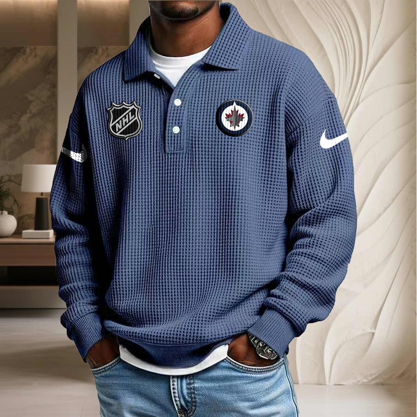 NHL x WIN Waffle Three Button Lapel Polo HLP HLPHUONG
