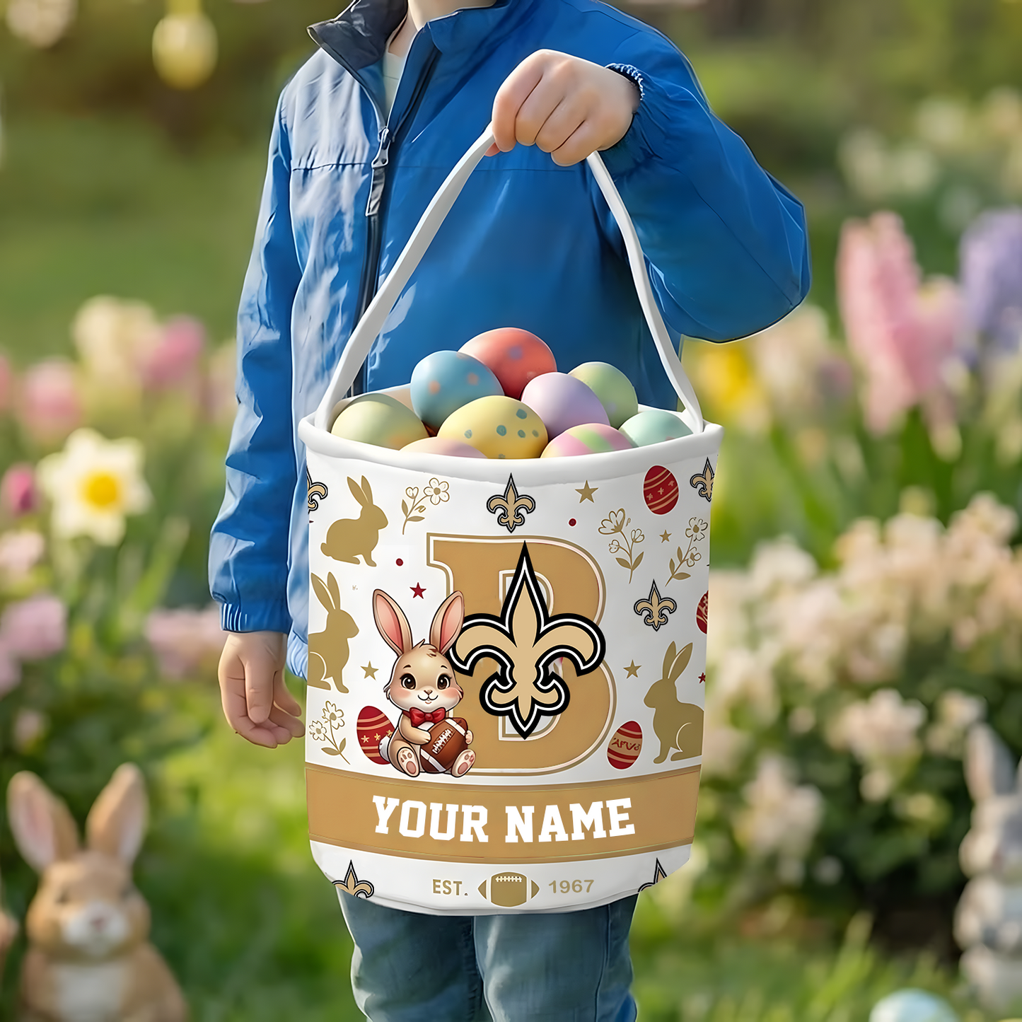 NO x Personalized Easter Bunny Egg Hunt Basket NAK NHT
