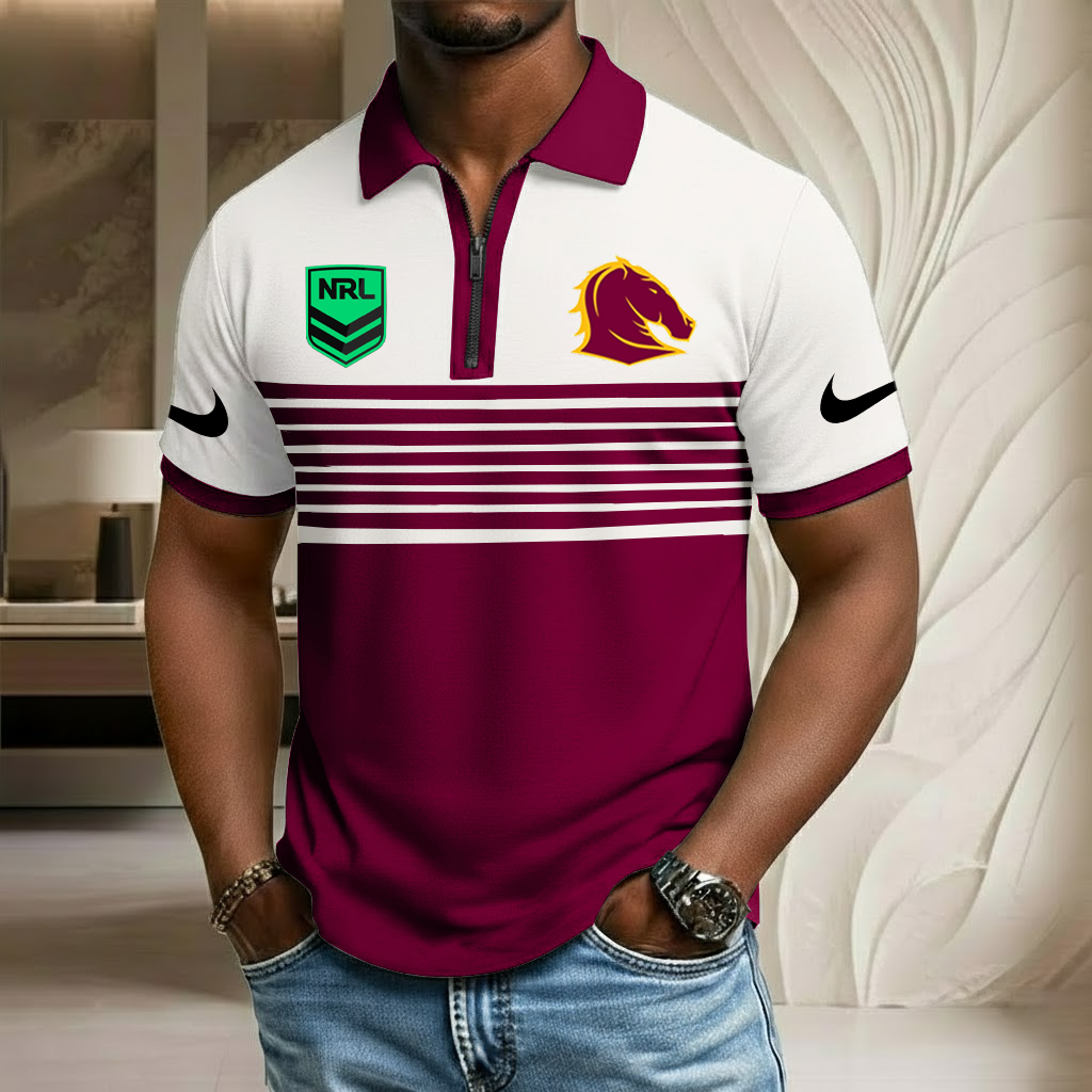 NRL x BB Sport Zip Polo Golf Shirt HLP 250226 HLPHUONG