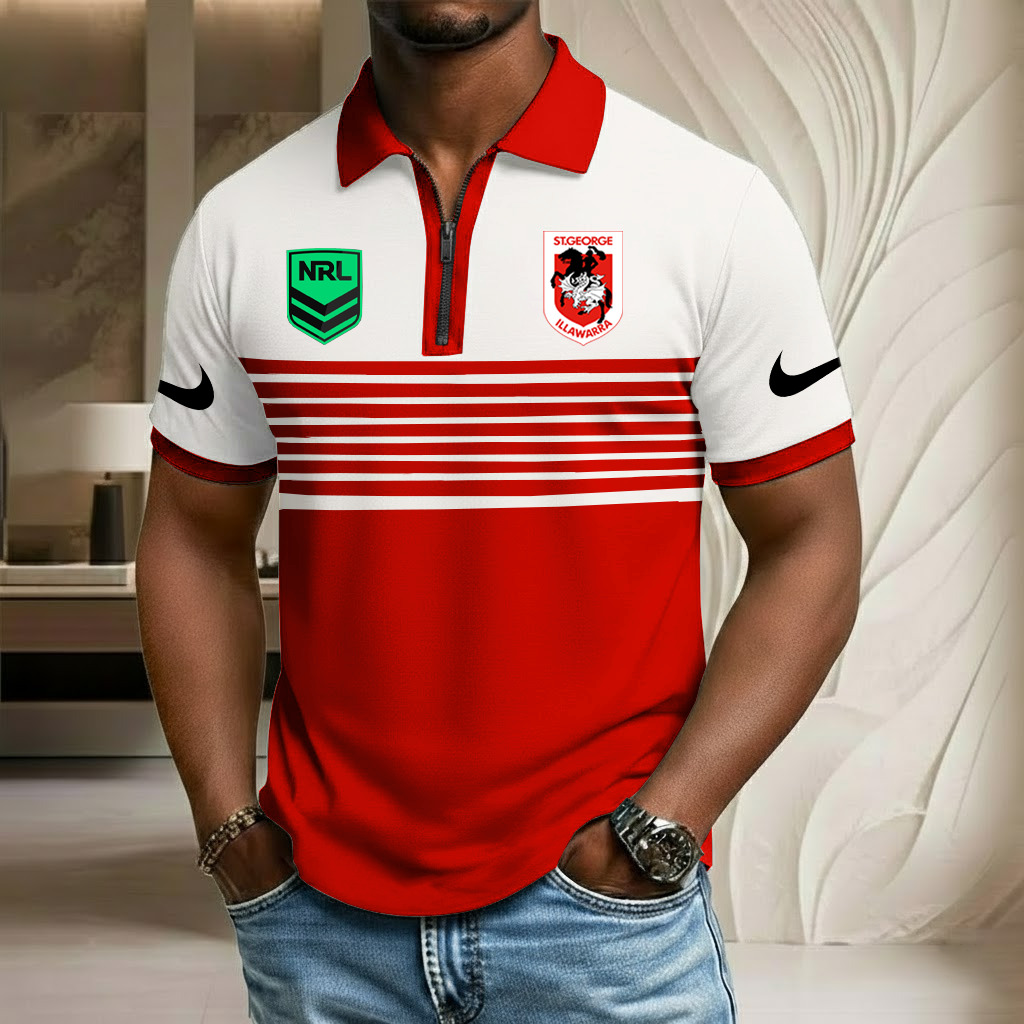 NRL x GID Sport Zip Polo Golf Shirt HLP 250226 HLPHUONG