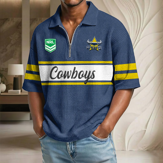 NRL x NQC Waffle Half-Zip Polo Shirt HLP HLPHUONG