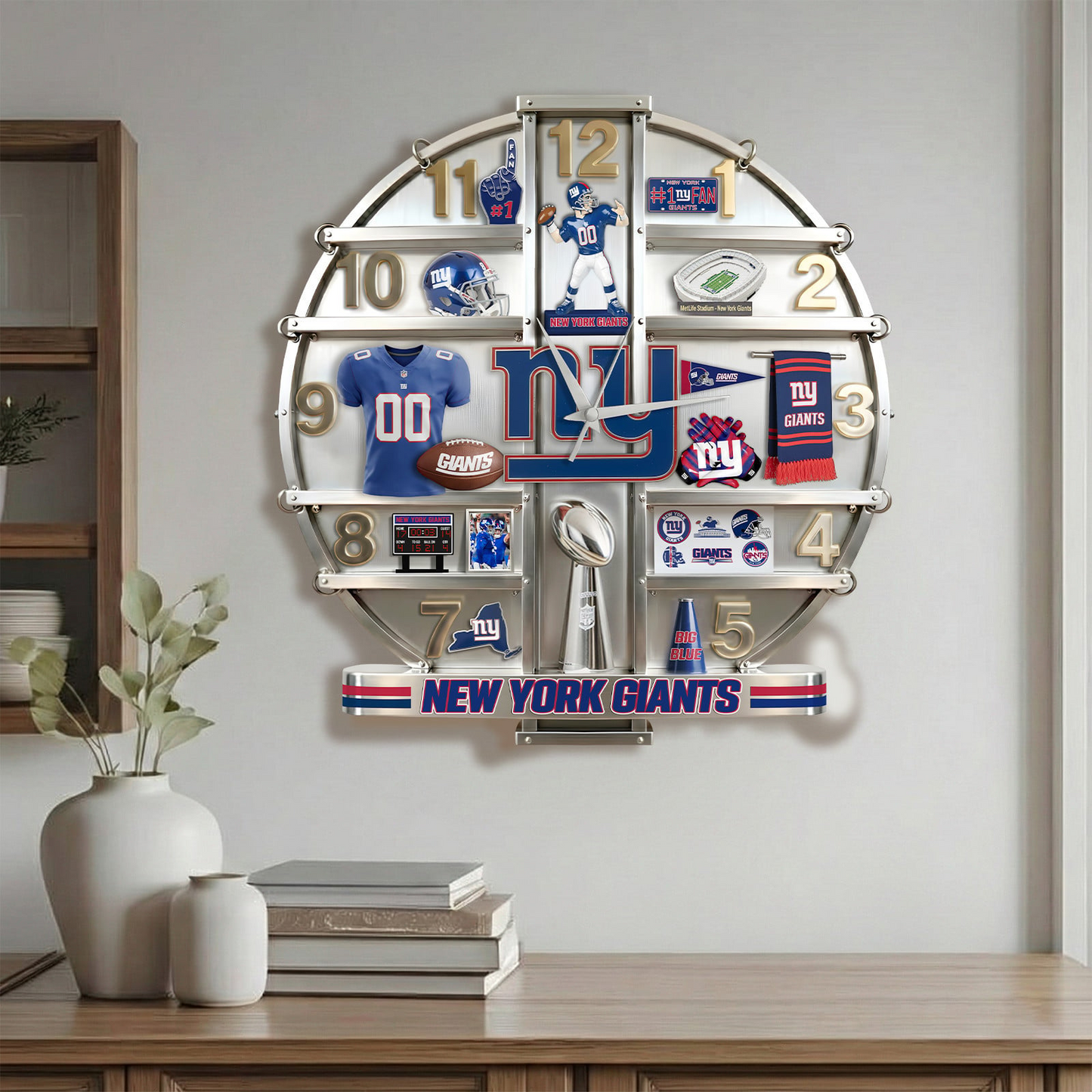 NYG x NFL Home Decorative 3D Visual Effect Acrylic Wall Clock NAK CTKT