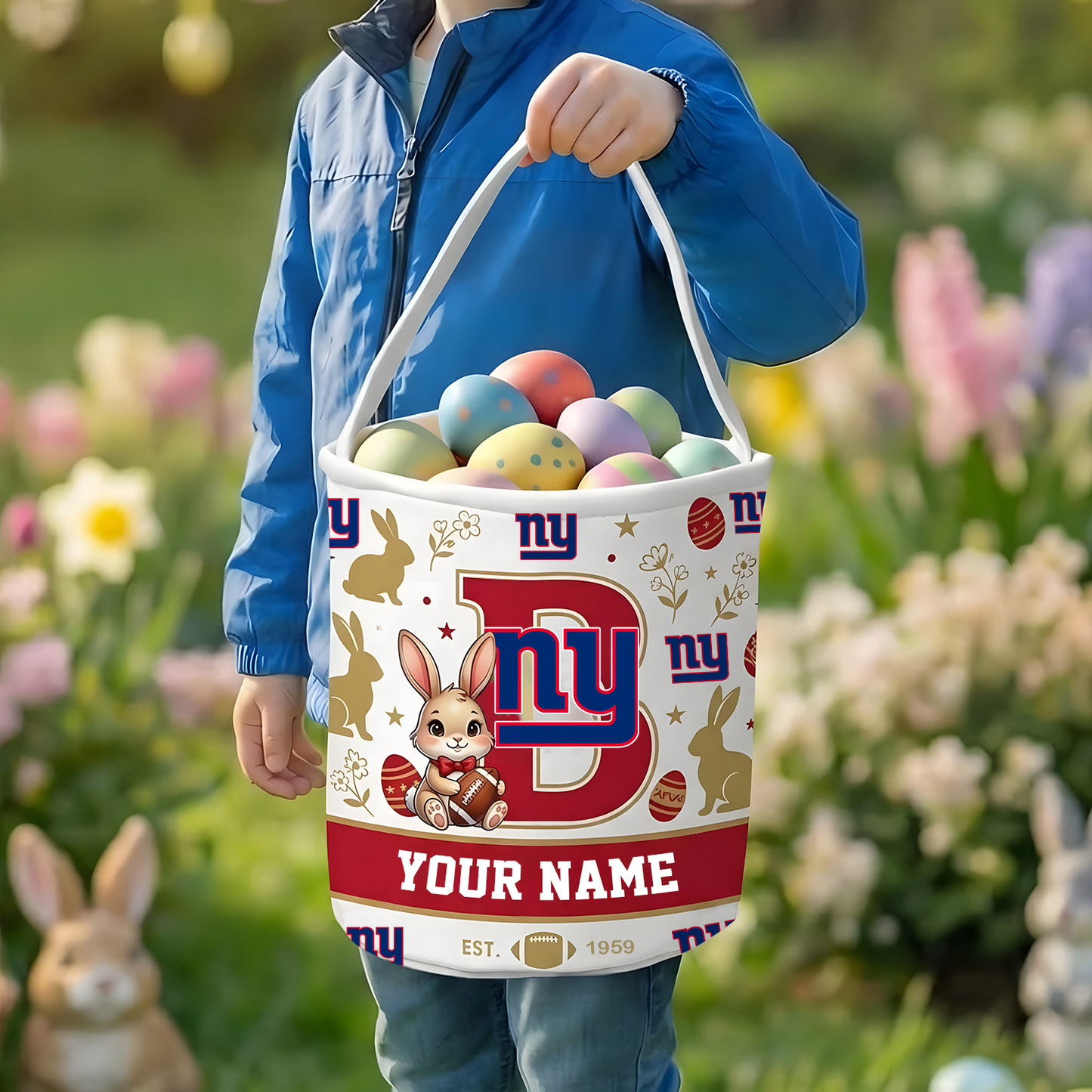 NYG x Personalized Easter Bunny Egg Hunt Basket NAK NHT