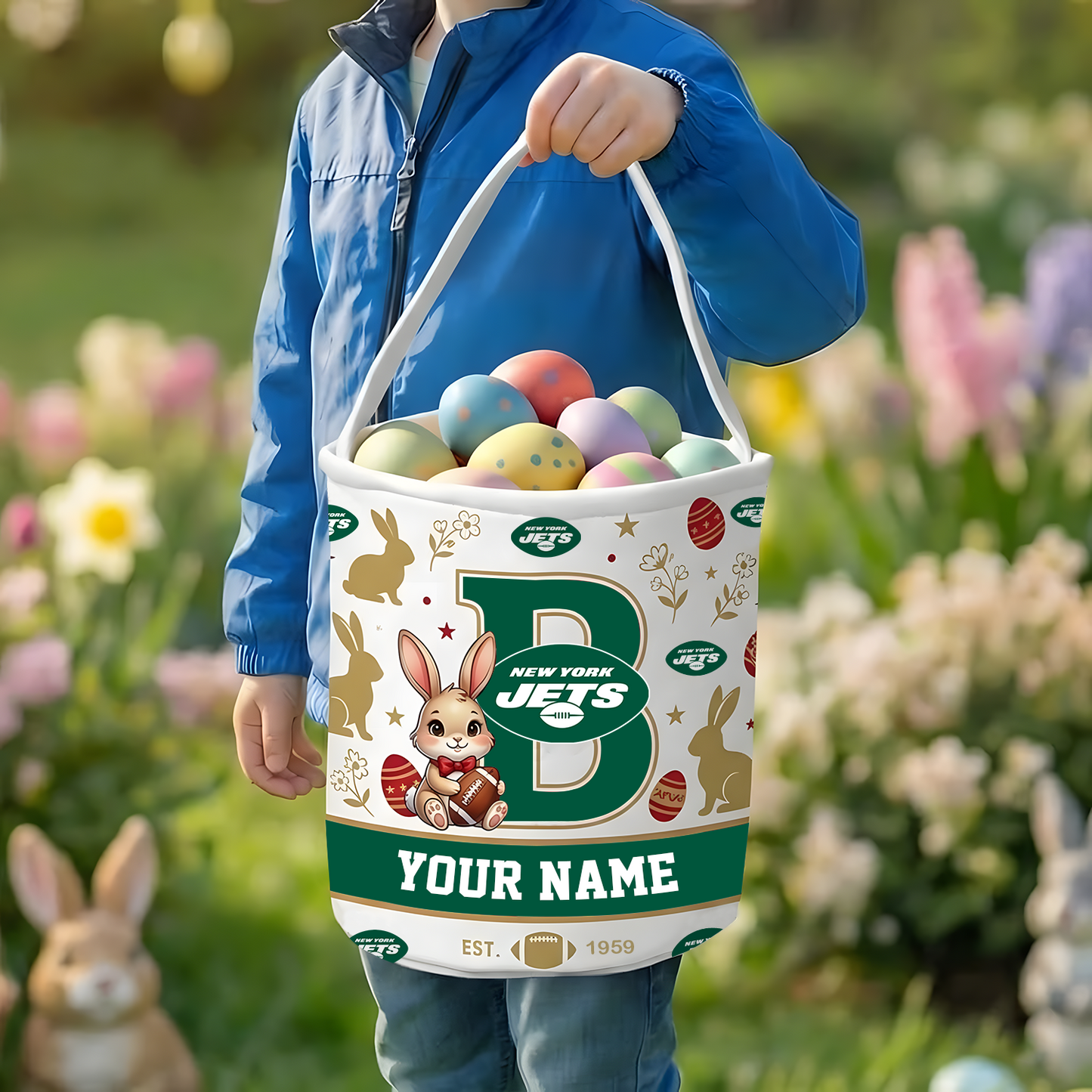 NYJ x Personalized Easter Bunny Egg Hunt Basket NAK NHT