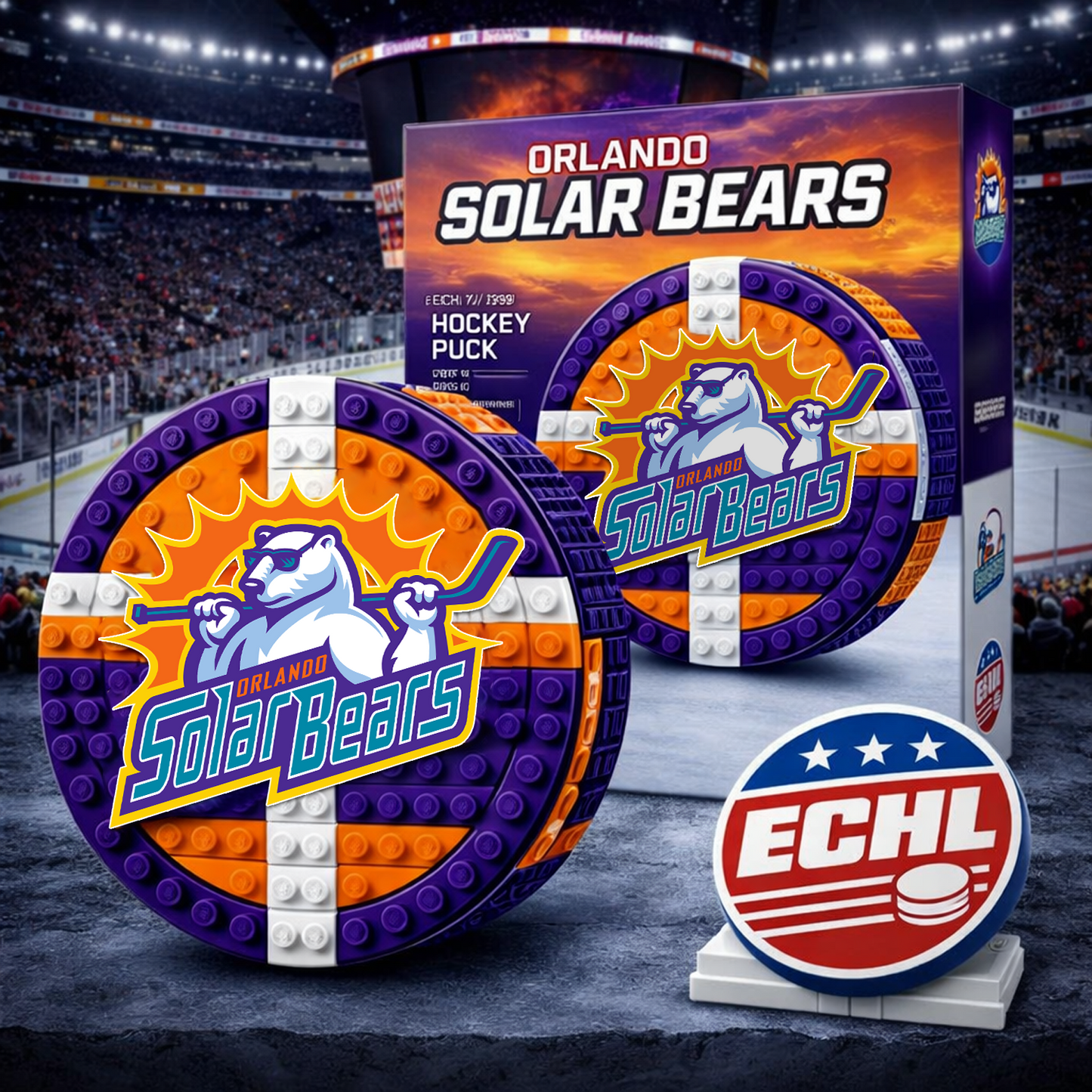 ORL x ECHL Hockey Puck Building Block Set NAK NHT