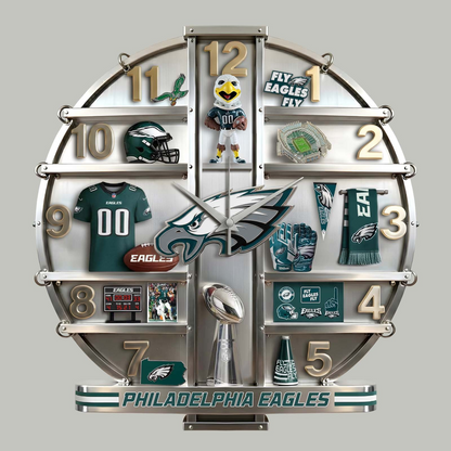 PE x NFL Home Decorative 3D Visual Effect Acrylic Wall Clock NAK CTKT