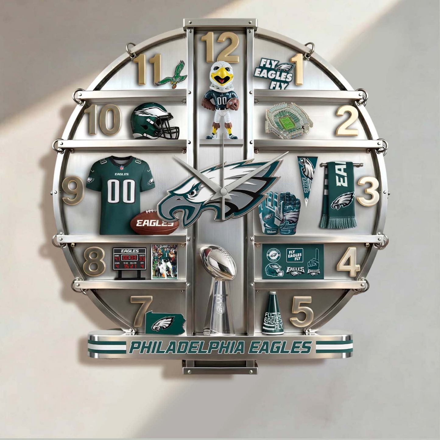 PE x NFL Home Decorative 3D Visual Effect Acrylic Wall Clock NAK CTKT
