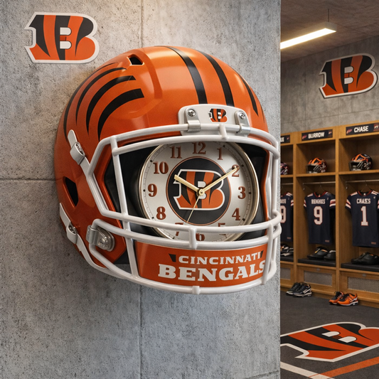 Premium NFL CIN Helmet Wall Clock V2 NMD TTV