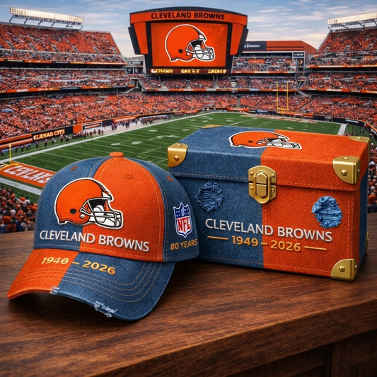 Premium NFL CLE Anniversary Vintage Two Tone Distressed Cap V11 NMD CTKT
