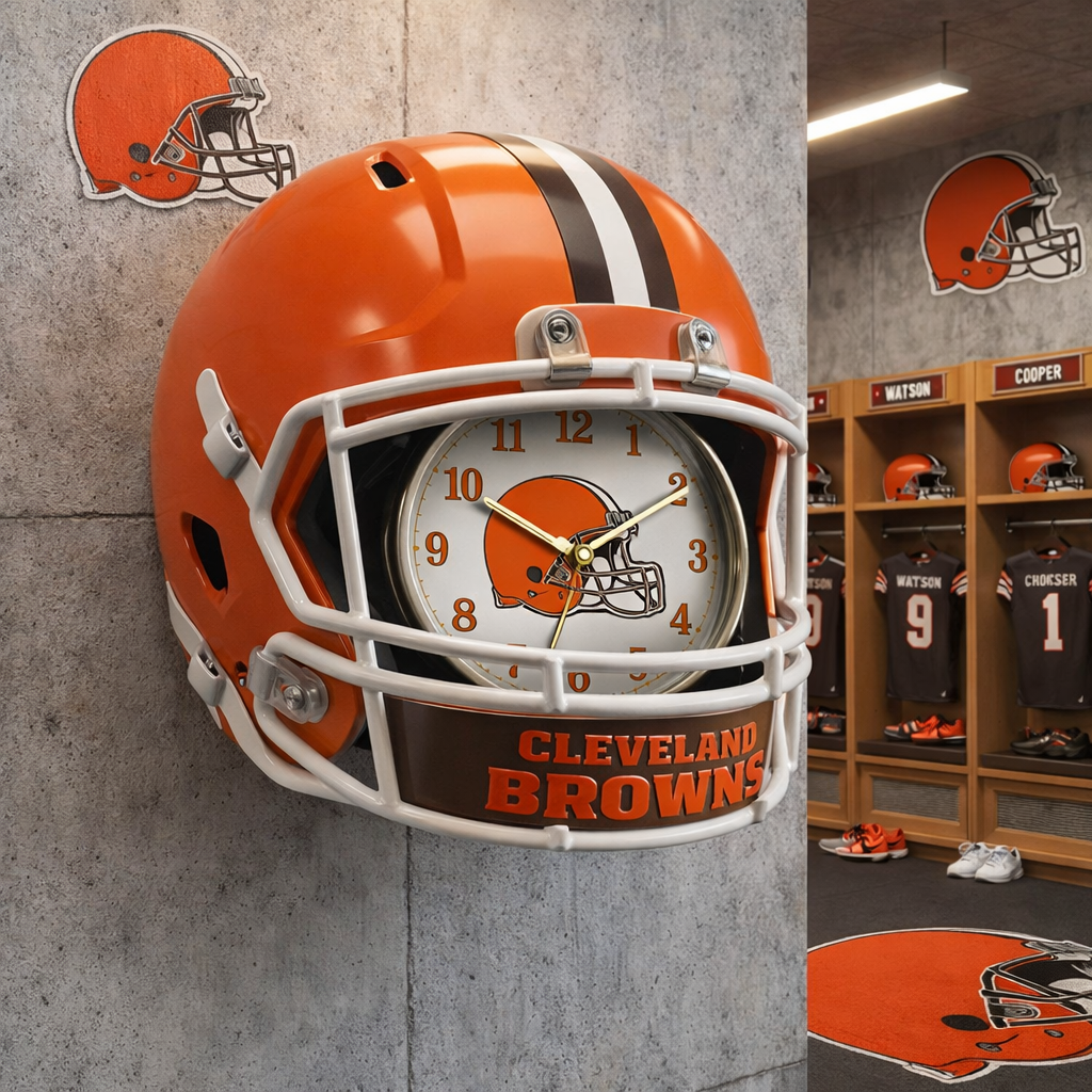 Premium NFL CLE Helmet Wall Clock V2 NMD TTV
