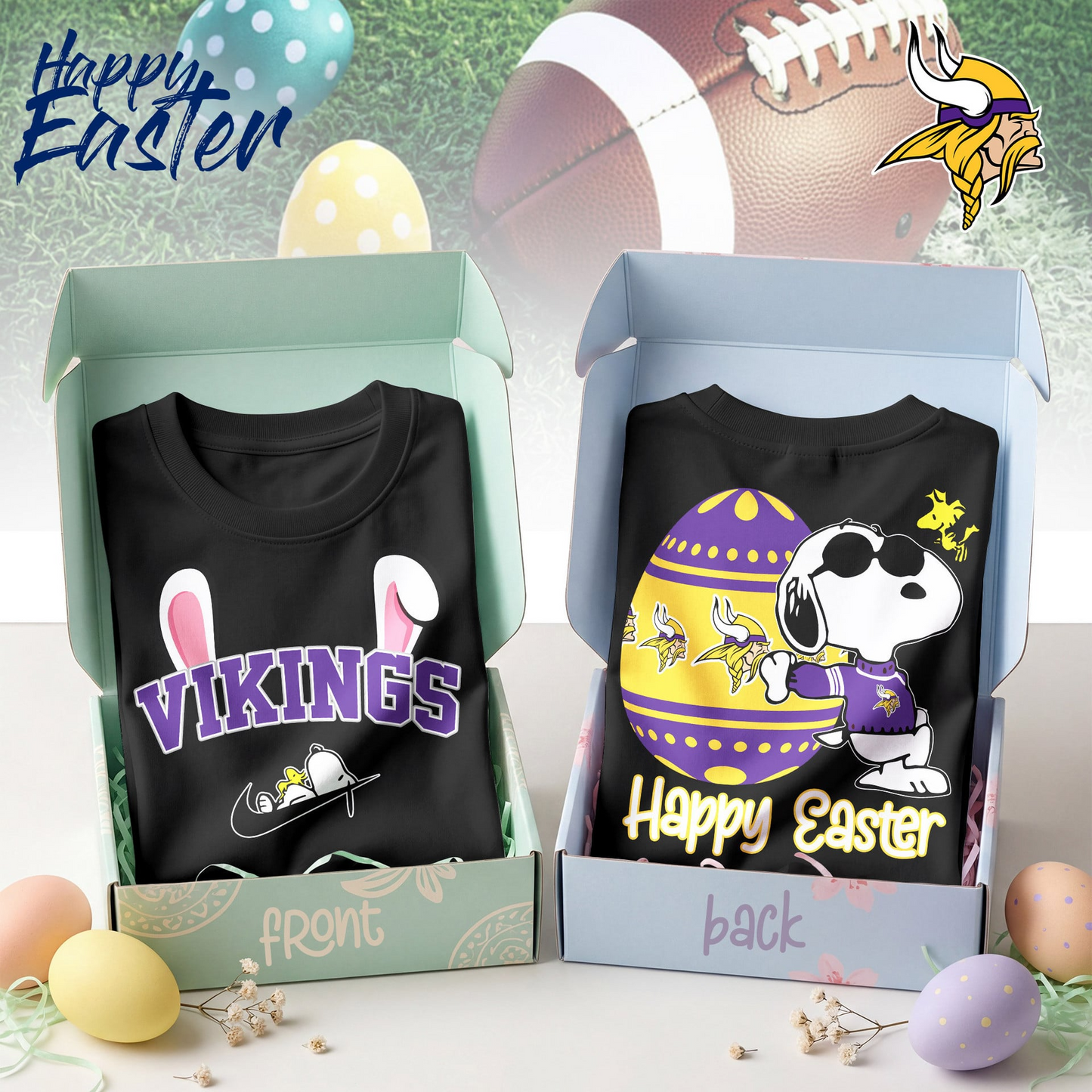 Premium NFL MIN Happy Snoopy Easter T-shirt V1 NMD TTV