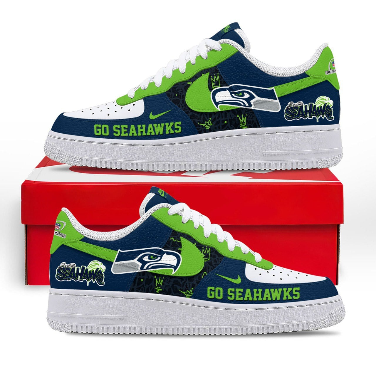 Premium NFL SEA Playoffs 2025-26 AF1 Sneaker V1 NMD TTV
