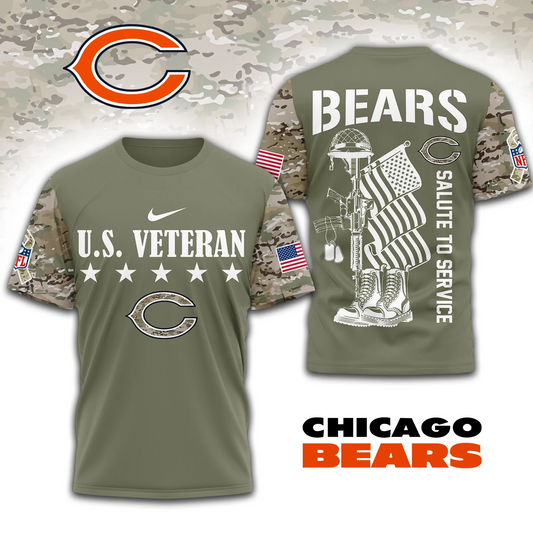 Premium NFL x CHI Salute To Service 3D Shirt DATND TANTD
