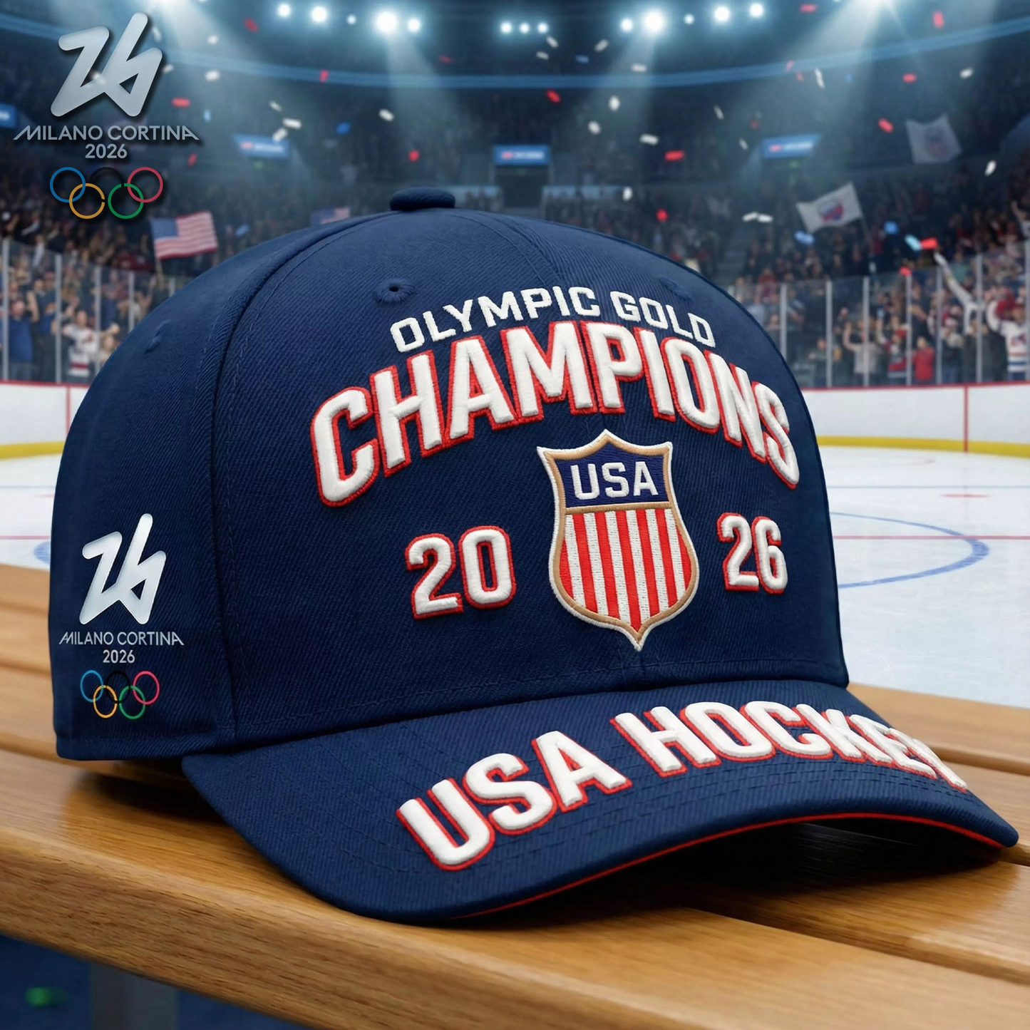 Premium Olympic USA Ice Hockey Champions 2026 Cap V8 NMD TTV