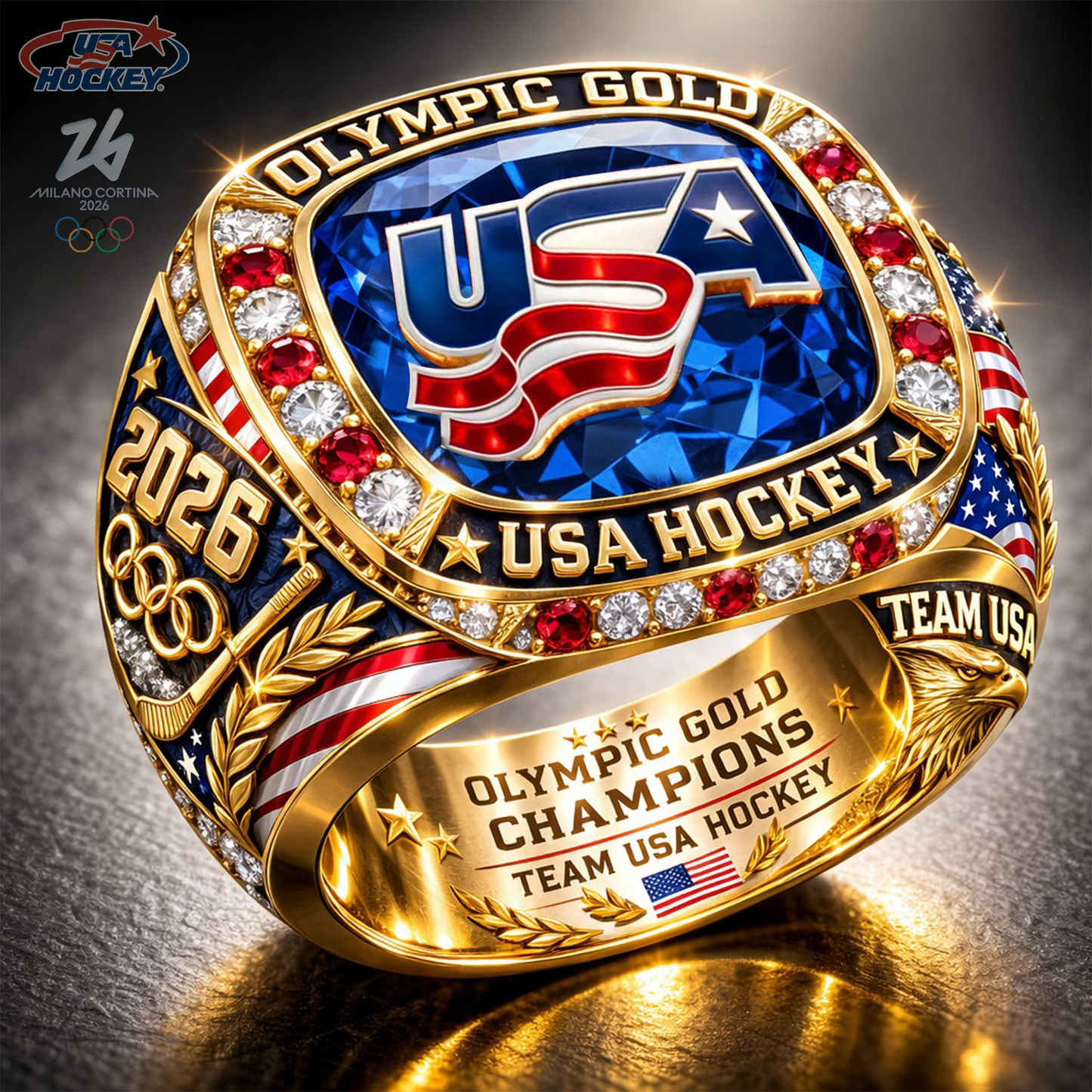 Premium Olympic USA Ice Hockey Champions 2026 RING V2 NMD TTV