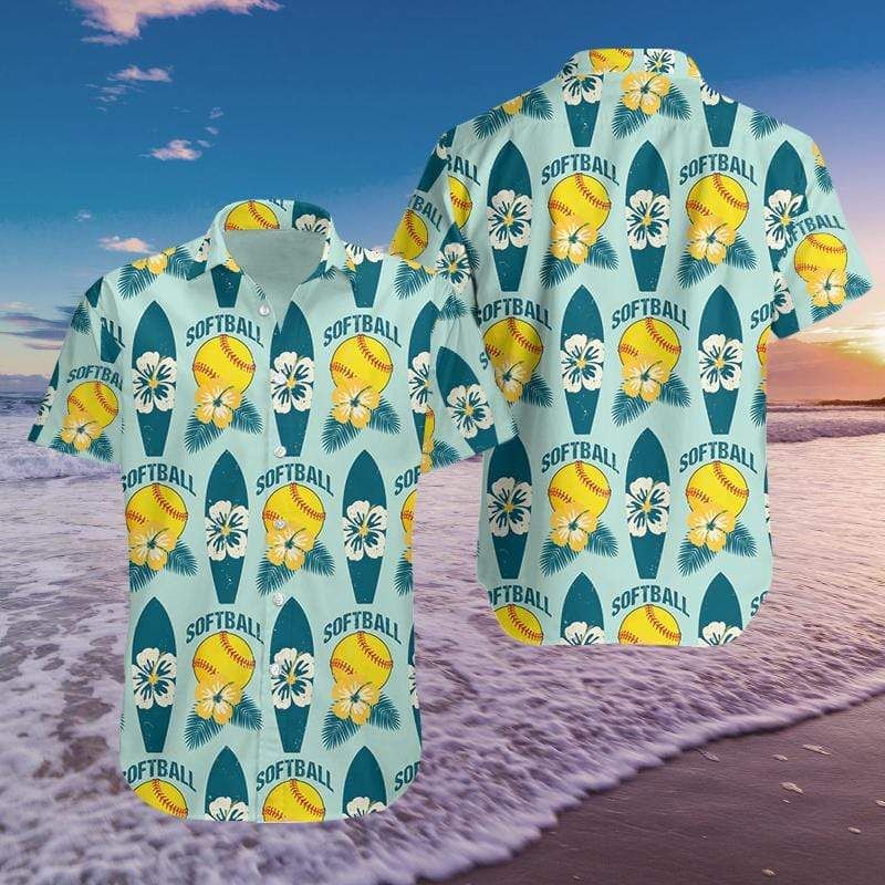 Softball Surfing Summer Hibiscus Fantastic Hawaiian Shirt