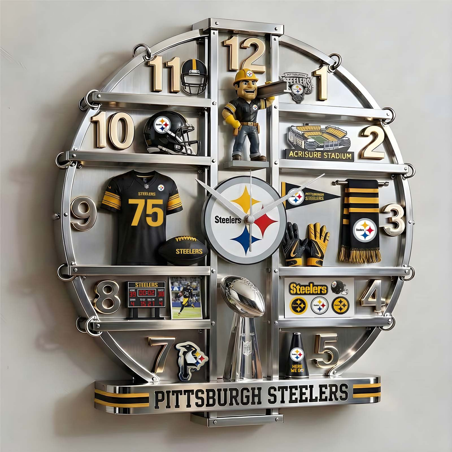 PS x NFL Home Decorative 3D Visual Effect Acrylic Wall Clock NAK CTKT