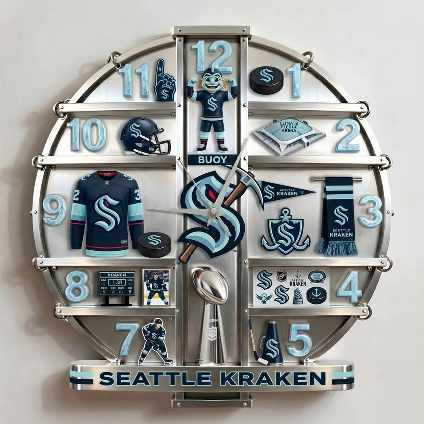 SEA X NHL Home Decorative 3D Visual Effect Acrylic Wall Clock NAK NHT