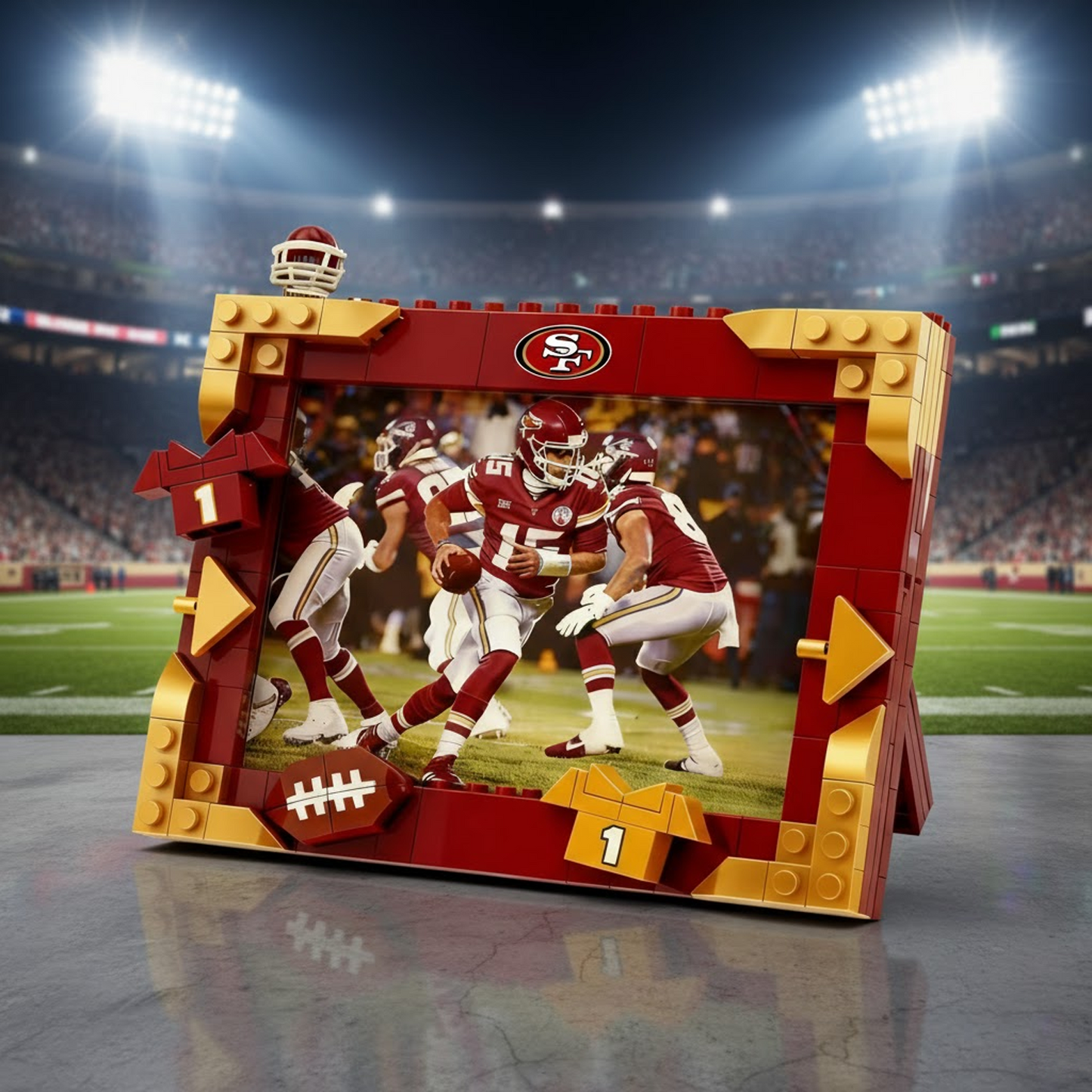 SF X NFL Football Photo Frame Building Set Compatible Display Gift For Fans NAK NHT