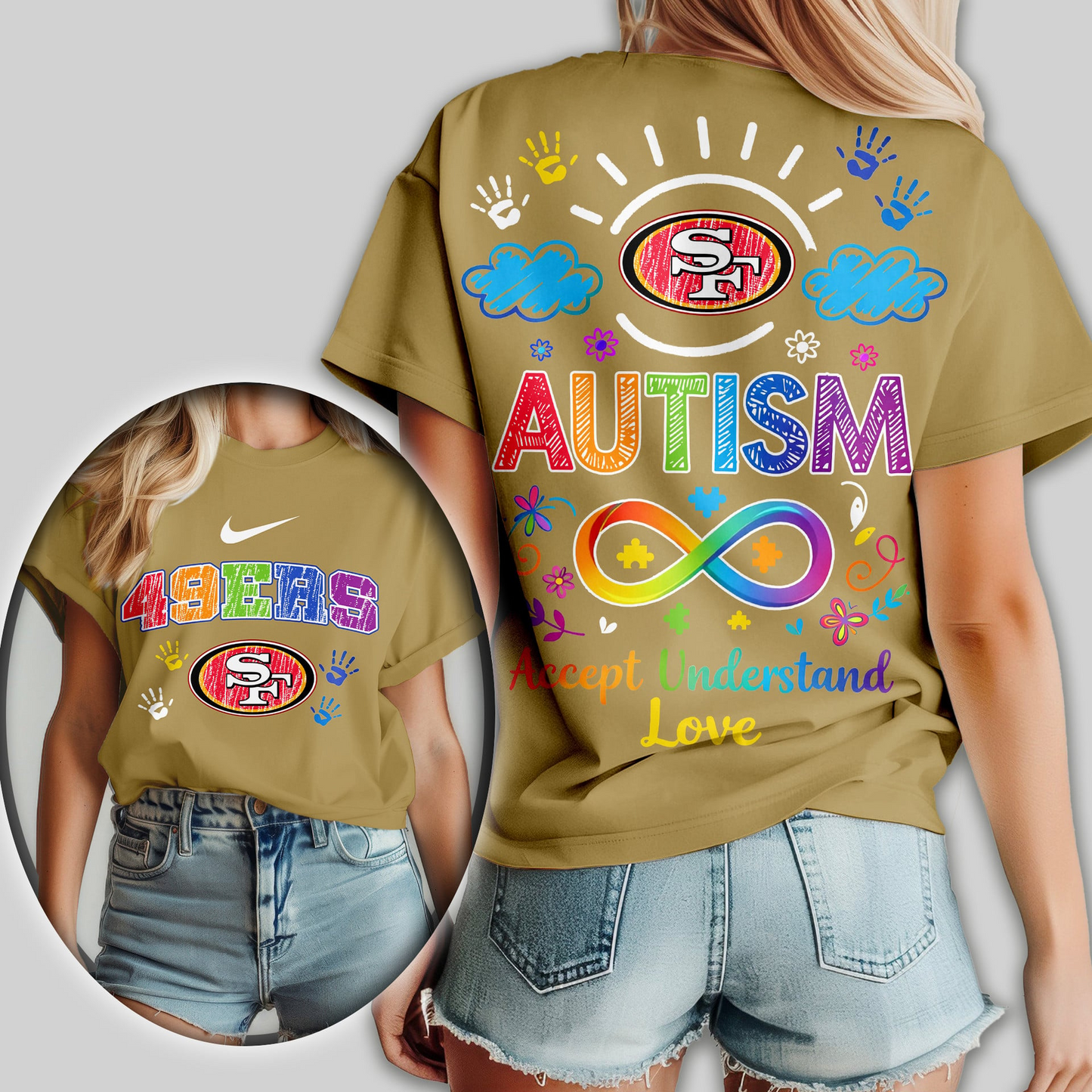 SF49 Premium NFL National Autism Acceptance Month Women Shirt DDT NTL