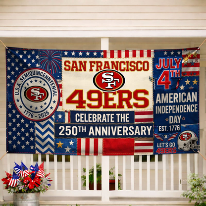 SF49 Premium NFL Patchwork America 250 Fabric Banner DDT NTL