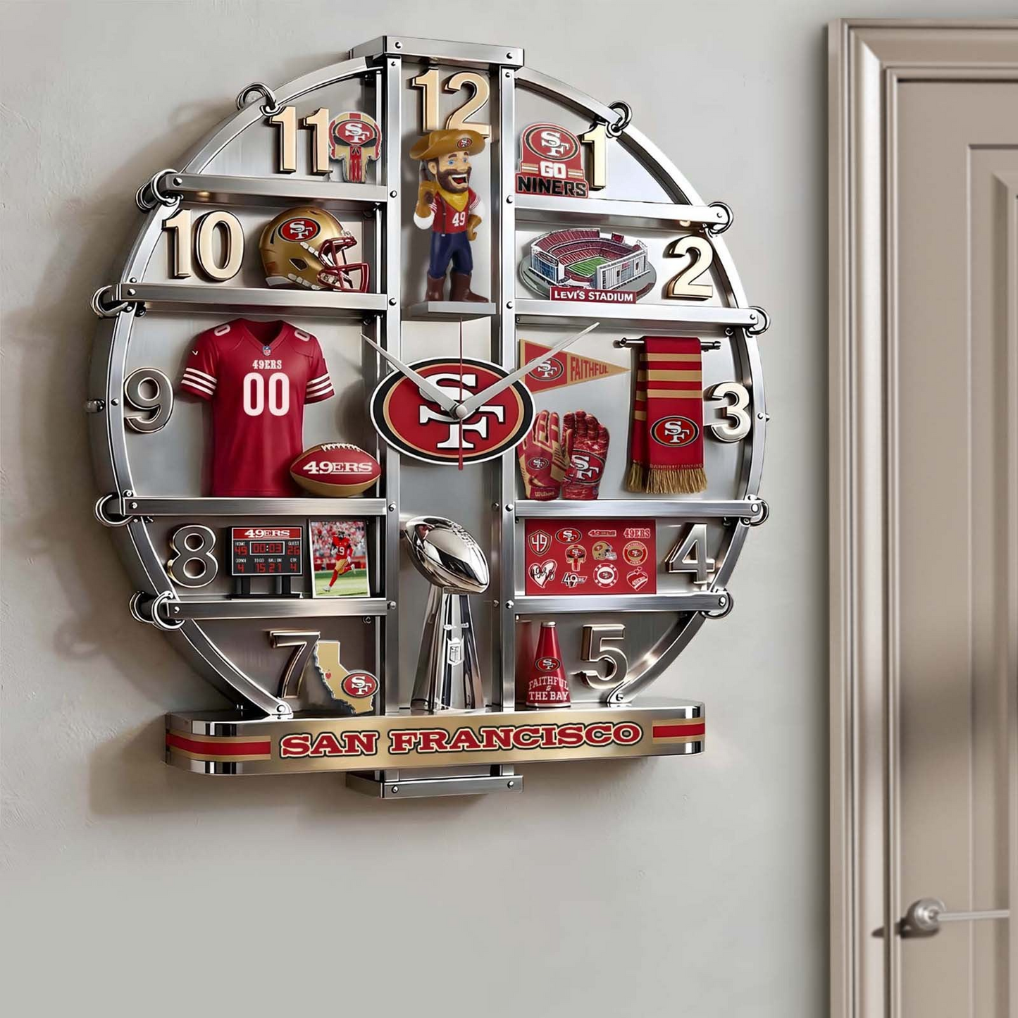 SF49 x NFL Home Decorative 3D Visual Effect Acrylic Wall Clock NAK CTKT