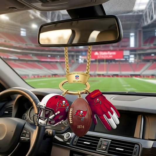 TB X NFL Helmet and Football Car Ornament NAK NHT