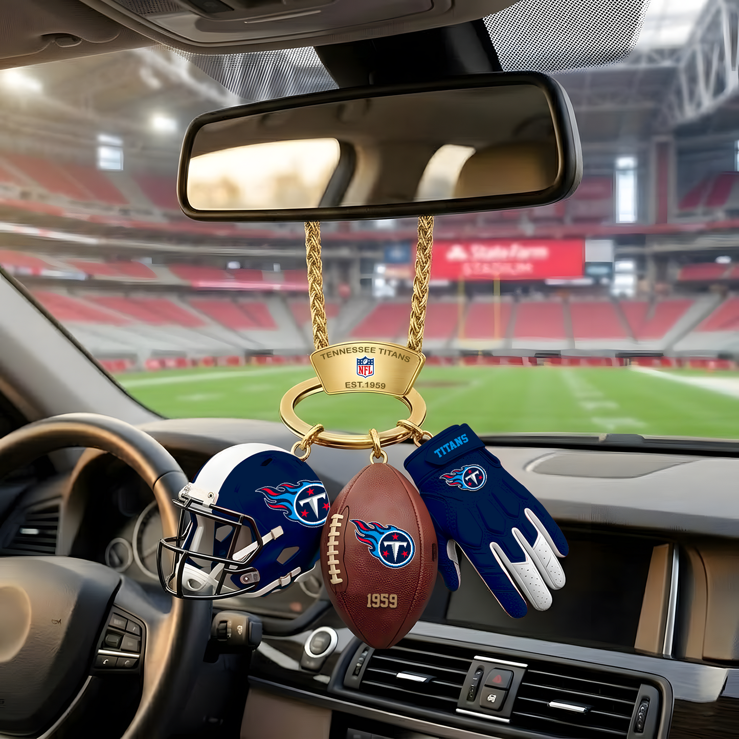 TEN X NFL Helmet and Football Car Ornament NAK NHT